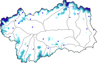 Snow depth + automatic weather station data (AWS) + Modello 1 AINEVA (MOD1) data above 2000 m