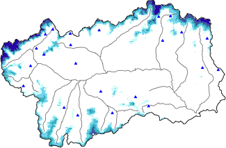 Snow depth + automatic weather station data (AWS) + Modello 1 AINEVA (MOD1) data above 2000 m