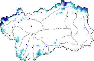 Snow depth + automatic weather station data (AWS) + Modello 1 AINEVA (MOD1) data above 2000 m