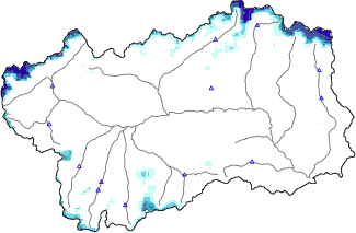 Altezza neve al suolo + dati stazioni automatiche (AWS) e Modelli 1 AINEVA (MOD1) sotto i 2000 m