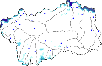 Hauter de neige + donn&eacute;es de station automatiques (AWS) + donn&eacute;es Modello 1 AINEVA (MOD1) au-dessus de 2000 m