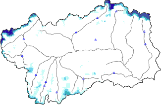 Snow depth + automatic weather station data (AWS) + Modello 1 AINEVA (MOD1) data below 2000 m