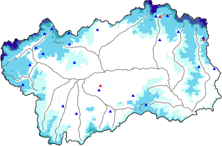 Snow depth + automatic weather station data (AWS) + Modello 1 AINEVA (MOD1) data above 2000 m