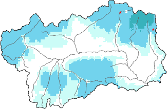 New snow in the last 24h + Modello 1 AINEVA (MOD1) data