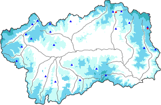 Snow depth + automatic weather station data (AWS) + Modello 1 AINEVA (MOD1) data above 2000 m