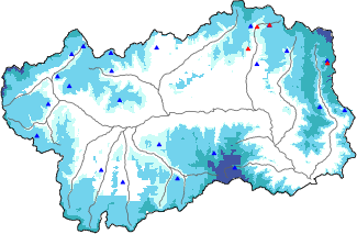 Snow depth + automatic weather station data (AWS) + Modello 1 AINEVA (MOD1) data above 2000 m