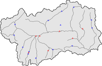 Hauter de neige + donn&eacute;es de station automatiques (AWS) + donn&eacute;es Modello 1 AINEVA (MOD1) au-dessous de 2000 m