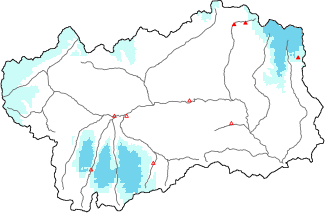 New snow in the last 24h + Modello 1 AINEVA (MOD1) data