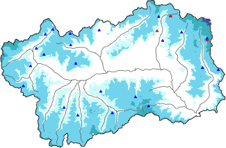 Hauter de neige + donn&eacute;es de station automatiques (AWS) + donn&eacute;es Modello 1 AINEVA (MOD1) au-dessus de 2000 m
