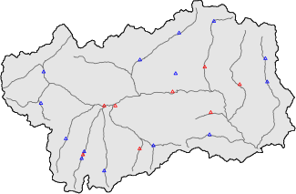Hauter de neige + donn&eacute;es de station automatiques (AWS) + donn&eacute;es Modello 1 AINEVA (MOD1) au-dessous de 2000 m
