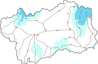 Neige fra&icirc;che dans les derni&egrave;res 24h + donn&eacute;es Modello 1 AINEVA (MOD1)