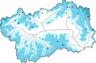 Snow depth + automatic weather station data (AWS) + Modello 1 AINEVA (MOD1) data above 2000 m