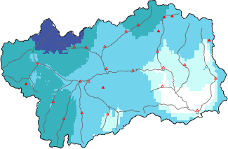 Neige fra&icirc;che dans les derni&egrave;res 24h + donn&eacute;es Modello 1 AINEVA (MOD1)