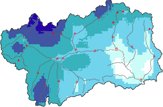 Neige fra&icirc;che dans les derni&egrave;res 72h + donn&eacute;es Modello 1 AINEVA (MOD1)