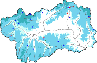 Hauter de neige + donn&eacute;es de station automatiques (AWS) + donn&eacute;es Modello 1 AINEVA (MOD1) au-dessus de 2000 m