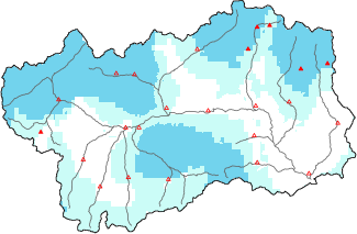 New snow in the last 24h + Modello 1 AINEVA (MOD1) data