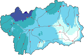 New snow in the last 72h + Modello 1 AINEVA (MOD1) data
