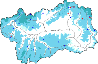 Snow depth + automatic weather station data (AWS) + Modello 1 AINEVA (MOD1) data above 2000 m