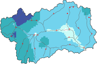 New snow in the last 72h + Modello 1 AINEVA (MOD1) data