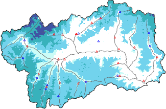 Snow depth + automatic weather station data (AWS) + Modello 1 AINEVA (MOD1) data below 2000 m