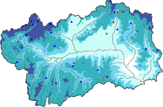 Snow depth + automatic weather station data (AWS) + Modello 1 AINEVA (MOD1) data above 2000 m