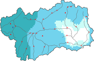 New snow in the last 24h + Modello 1 AINEVA (MOD1) data