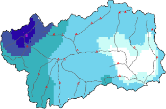 New snow in the last 72h + Modello 1 AINEVA (MOD1) data