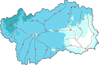 Neige fra&icirc;che dans les derni&egrave;res 24h + donn&eacute;es Modello 1 AINEVA (MOD1)