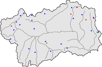 Hauter de neige + donn&eacute;es de station automatiques (AWS) + donn&eacute;es Modello 1 AINEVA (MOD1) au-dessus de 2000 m