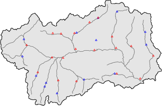 Hauter de neige + donn&eacute;es de station automatiques (AWS) + donn&eacute;es Modello 1 AINEVA (MOD1) au-dessous de 2000 m