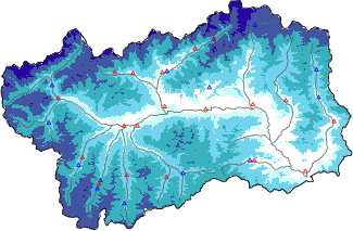 Snow depth + automatic weather station data (AWS) + Modello 1 AINEVA (MOD1) data below 2000 m