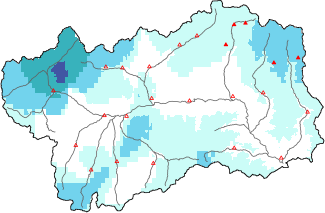 New snow in the last 24h + Modello 1 AINEVA (MOD1) data