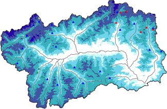 Altezza neve al suolo + dati stazioni automatiche (AWS) e Modelli 1 AINEVA (MOD1) oltre i 2000 m