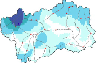 New snow in the last 72h + Modello 1 AINEVA (MOD1) data