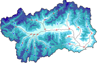 Snow depth + automatic weather station data (AWS) + Modello 1 AINEVA (MOD1) data below 2000 m