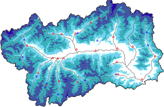Hauter de neige + donn&eacute;es de station automatiques (AWS) + donn&eacute;es Modello 1 AINEVA (MOD1) au-dessous de 2000 m