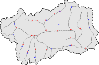 Hauter de neige + donn&eacute;es de station automatiques (AWS) + donn&eacute;es Modello 1 AINEVA (MOD1) au-dessous de 2000 m
