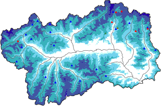 Hauter de neige + donn&eacute;es de station automatiques (AWS) + donn&eacute;es Modello 1 AINEVA (MOD1) au-dessus de 2000 m