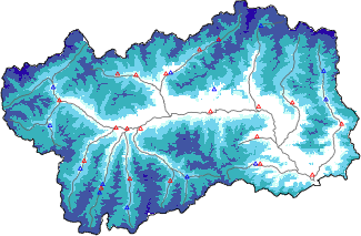 Hauter de neige + donn&eacute;es de station automatiques (AWS) + donn&eacute;es Modello 1 AINEVA (MOD1) au-dessous de 2000 m
