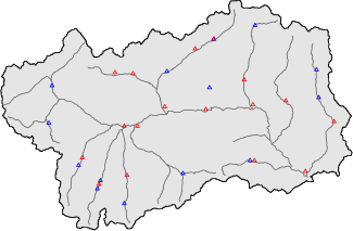 Hauter de neige + donn&eacute;es de station automatiques (AWS) + donn&eacute;es Modello 1 AINEVA (MOD1) au-dessous de 2000 m