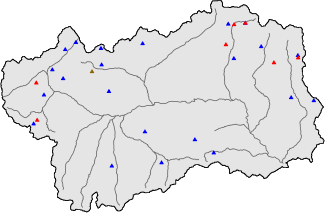 Hauter de neige + donn&eacute;es de station automatiques (AWS) + donn&eacute;es Modello 1 AINEVA (MOD1) au-dessus de 2000 m