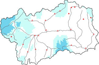 Neige fra&icirc;che dans les derni&egrave;res 72h + donn&eacute;es Modello 1 AINEVA (MOD1)