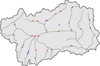 Hauter de neige + donn&eacute;es de station automatiques (AWS) + donn&eacute;es Modello 1 AINEVA (MOD1) au-dessous de 2000 m