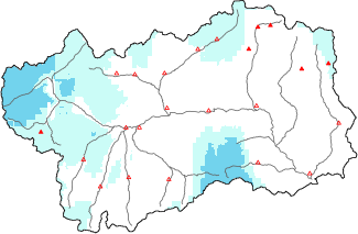 Neige fra&icirc;che dans les derni&egrave;res 72h + donn&eacute;es Modello 1 AINEVA (MOD1)