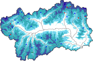 Hauter de neige + donn&eacute;es de station automatiques (AWS) + donn&eacute;es Modello 1 AINEVA (MOD1) au-dessus de 2000 m