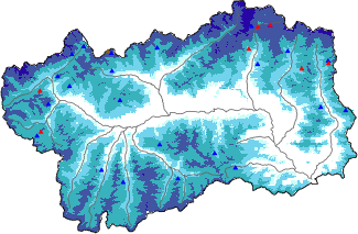 Hauter de neige + donn&eacute;es de station automatiques (AWS) + donn&eacute;es Modello 1 AINEVA (MOD1) au-dessus de 2000 m