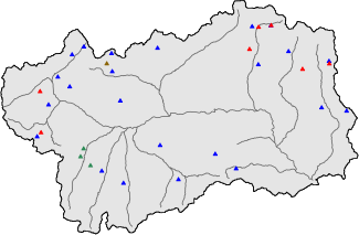 Hauter de neige + donn&eacute;es de station automatiques (AWS) + donn&eacute;es Modello 1 AINEVA (MOD1) au-dessus de 2000 m