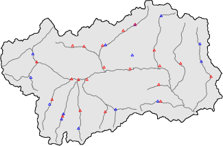 Hauter de neige + donn&eacute;es de station automatiques (AWS) + donn&eacute;es Modello 1 AINEVA (MOD1) au-dessous de 2000 m