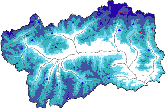 Hauter de neige + donn&eacute;es de station automatiques (AWS) + donn&eacute;es Modello 1 AINEVA (MOD1) au-dessus de 2000 m