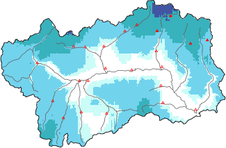 Neige fra&icirc;che dans les derni&egrave;res 72h + donn&eacute;es Modello 1 AINEVA (MOD1)